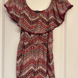 Rue21 Red and Cream Patterned Jumpsuit